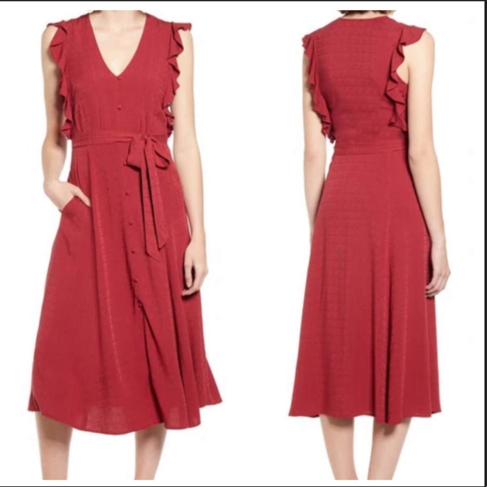 NWT 1.STATE Button Front Midi Dress